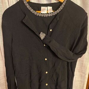 NWOT Emma James Cardigan and Sleeveless Sweater Set Beaded Jeweled sz PL/PM